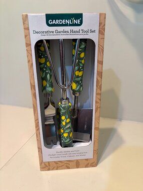 3 PC GARDENLINE DECORATIVE GARDEN HAND TOOL SET Lemon-Design Handles Brand New